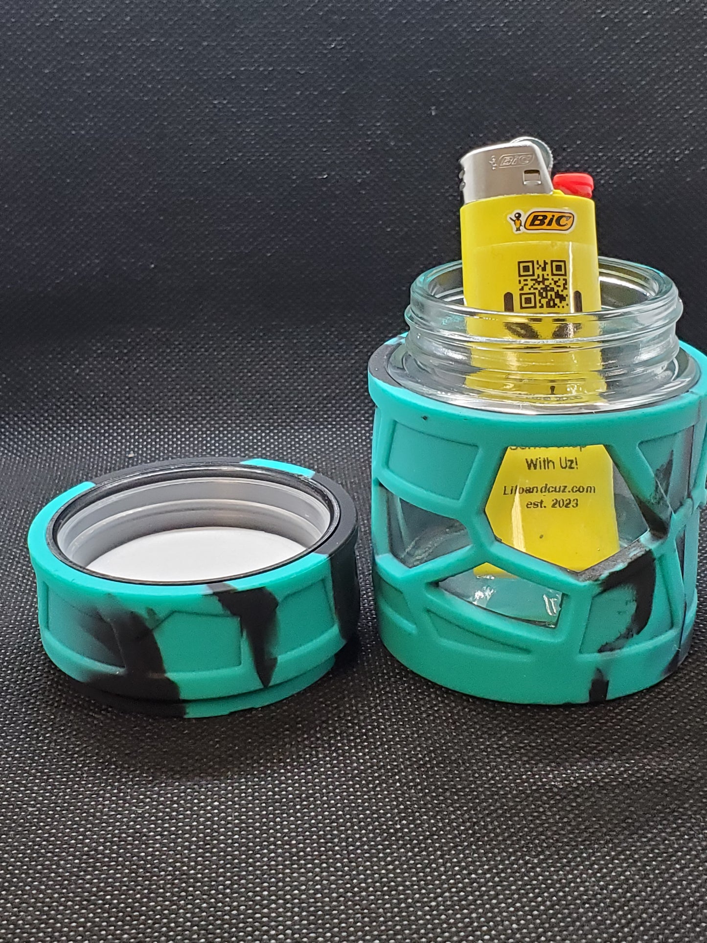 Stackable Silicone wrapped glass storage jar