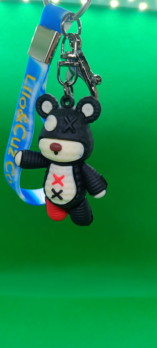Cute black handicap bear keychain