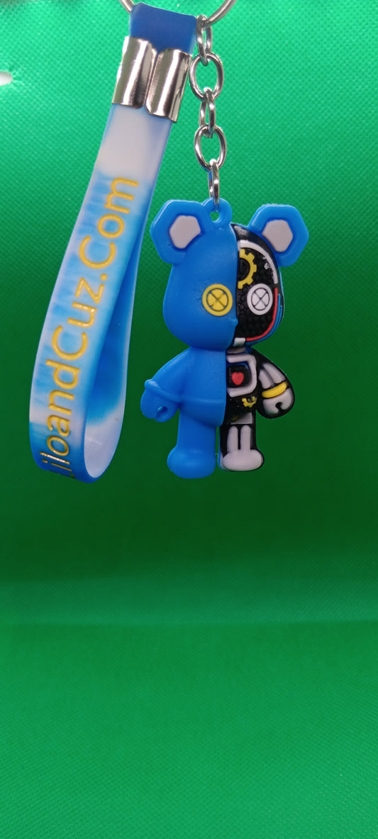 Blue robot bear keychain