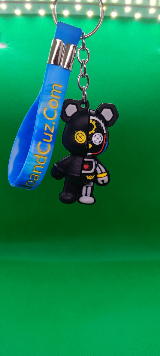 Black robot bear keychain