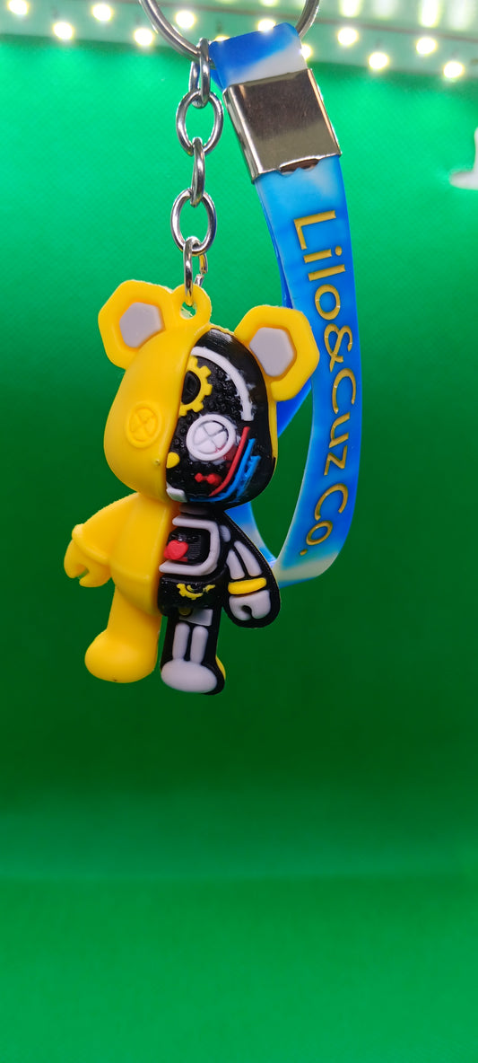 Yellow robot bear keychain
