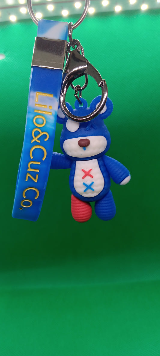 Cute blue handicap bear keychain