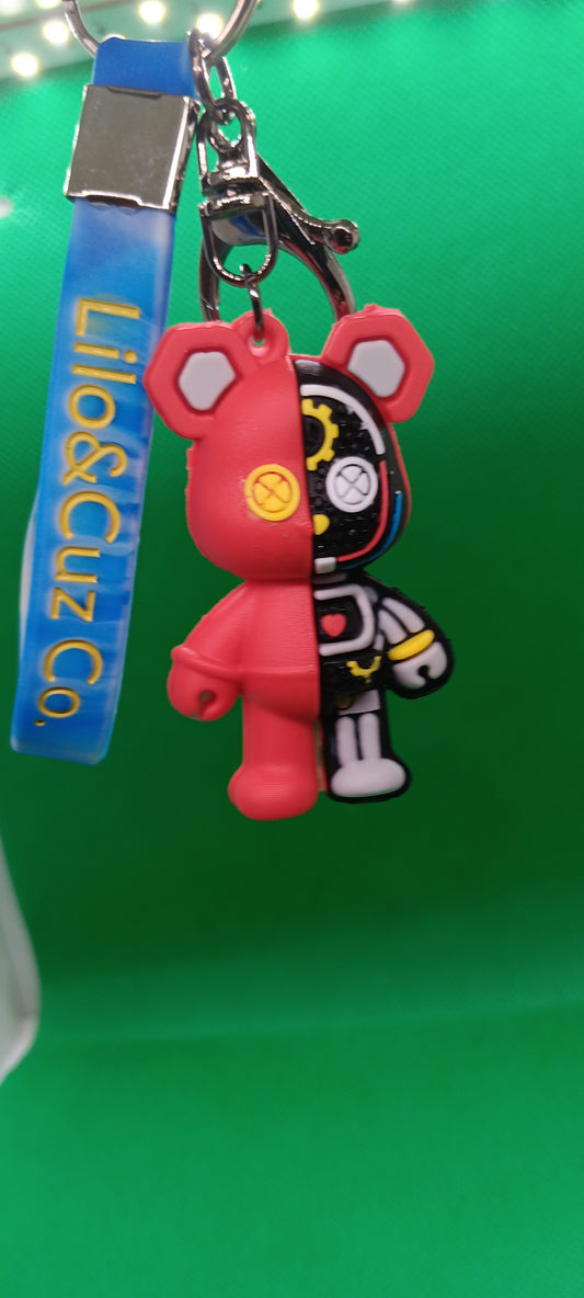 Red robot bear keychain