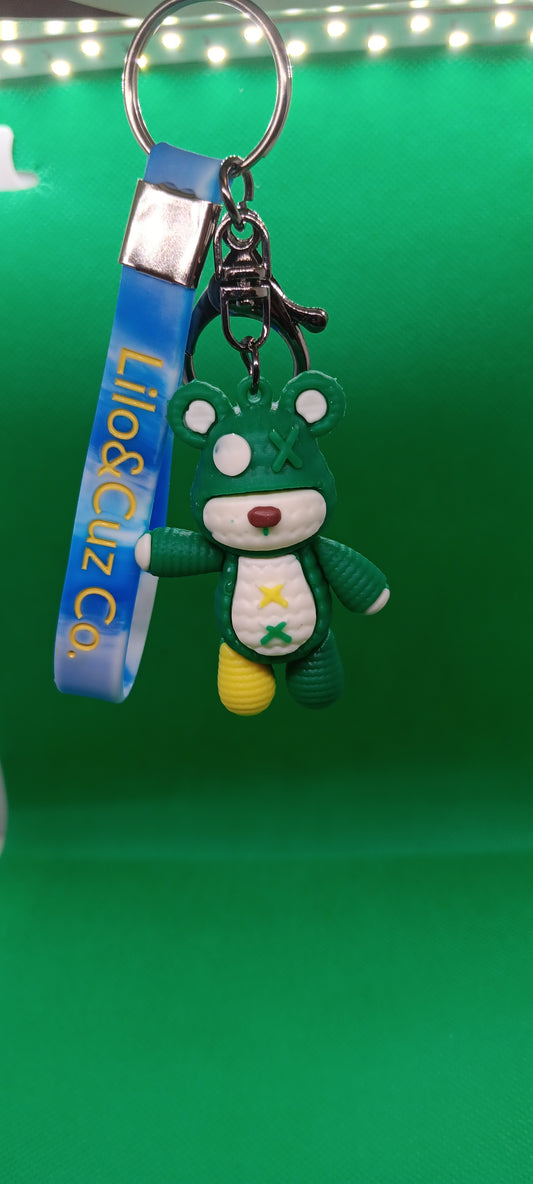 Cute green handicap bear keychain