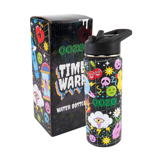 Ooze Stainless Steel 18oz Water Bottle with Straw: Time Warp