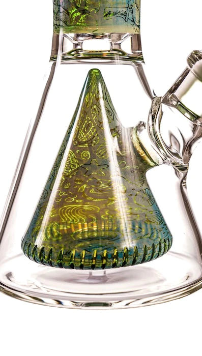 MK Glass Electroplated Engraved Pyramid Art Beaker