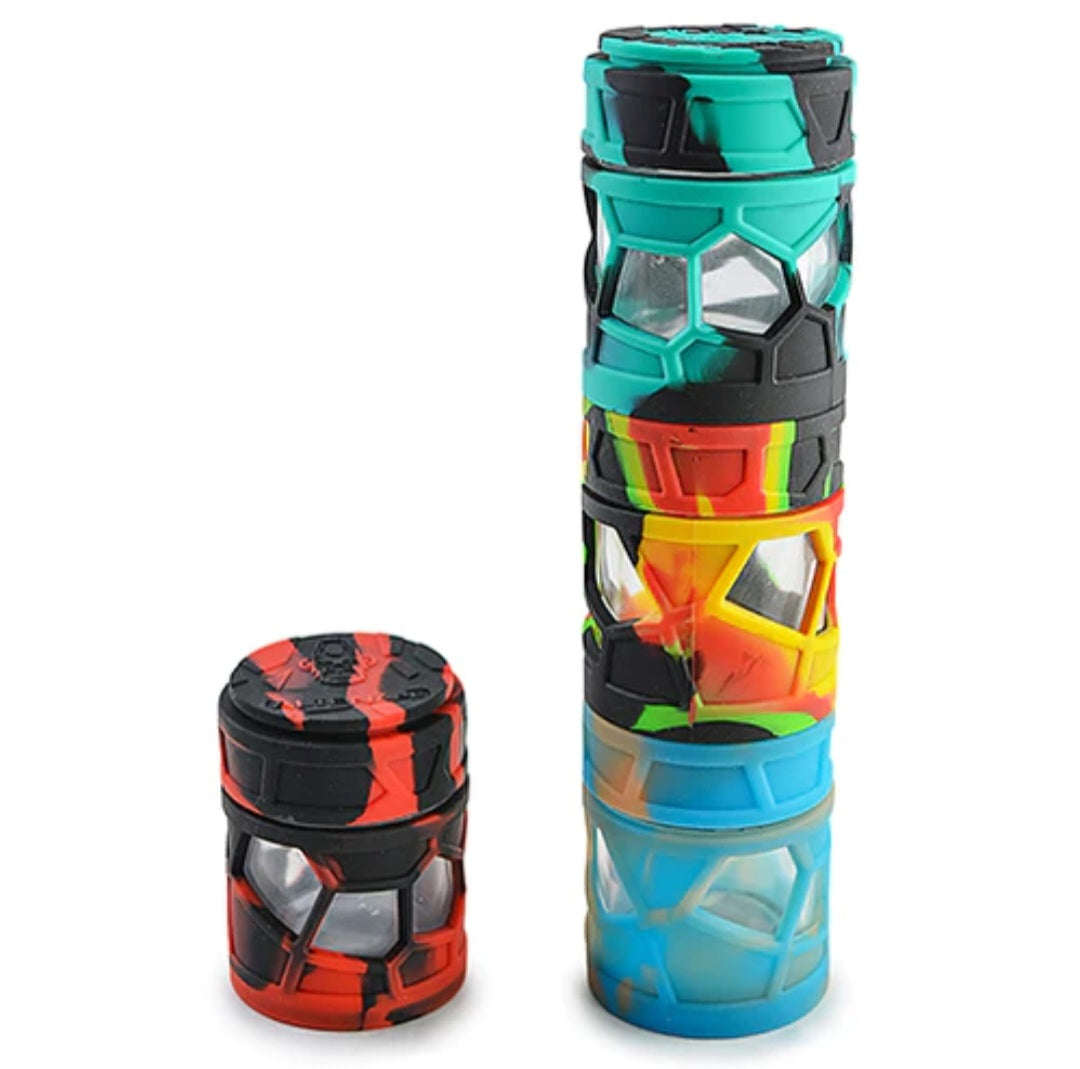 Stackable Silicone wrapped glass storage jar