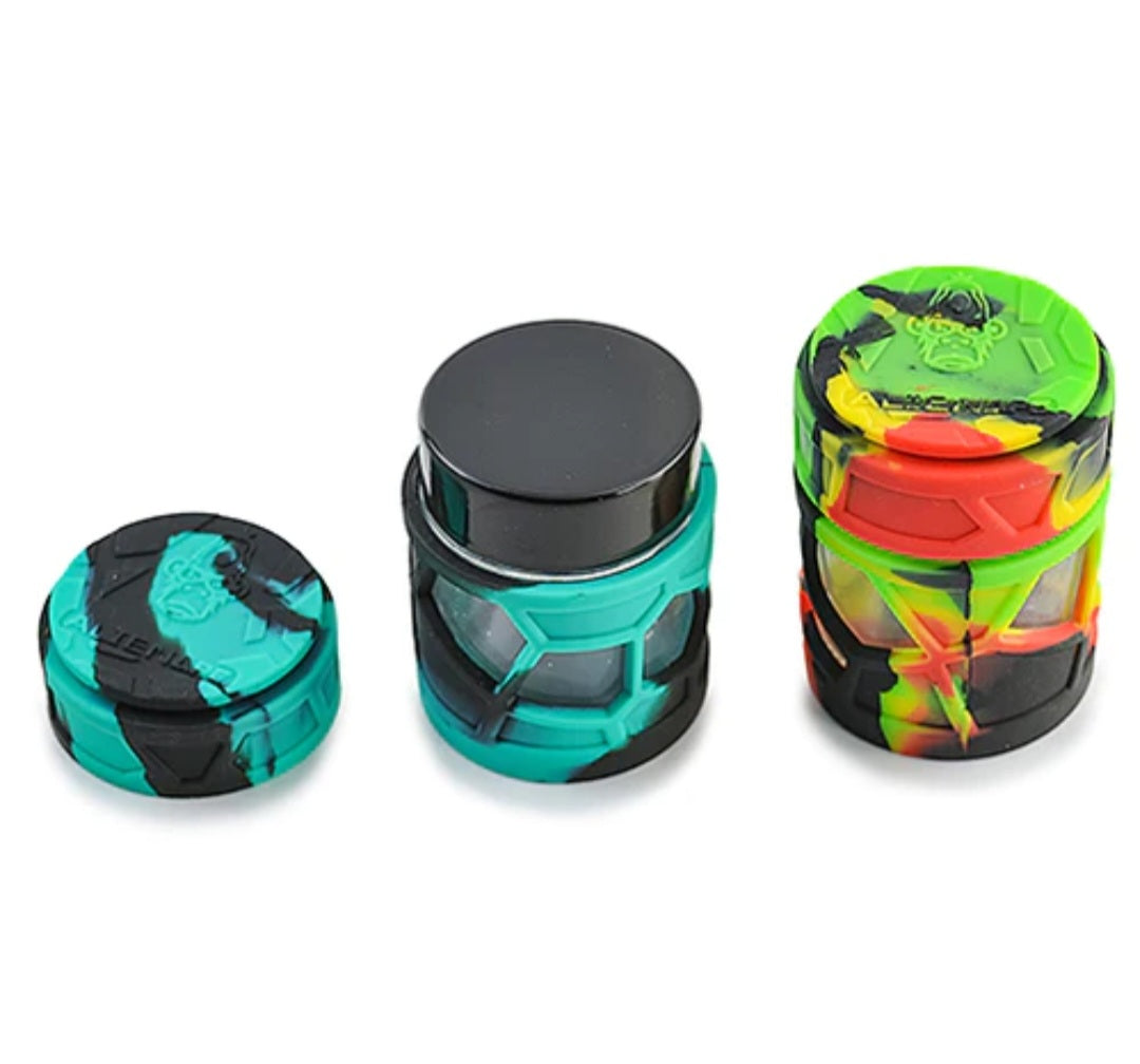 Stackable Silicone wrapped glass storage jar