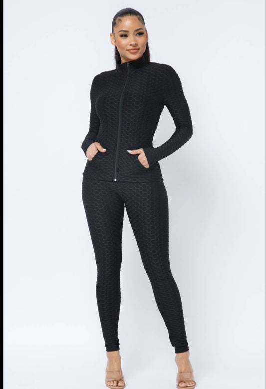 Black Honeycomb jacket and legging set