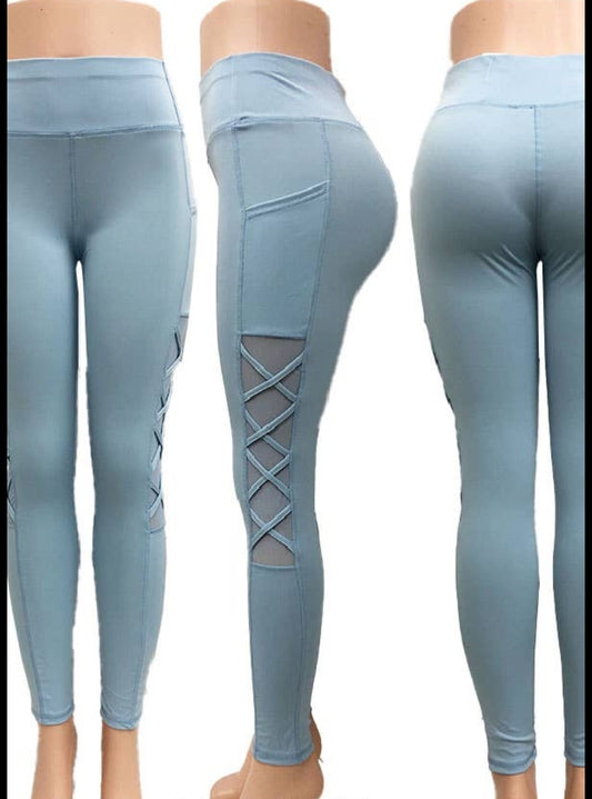 Lt blue women's Lydaa leggings with pockets