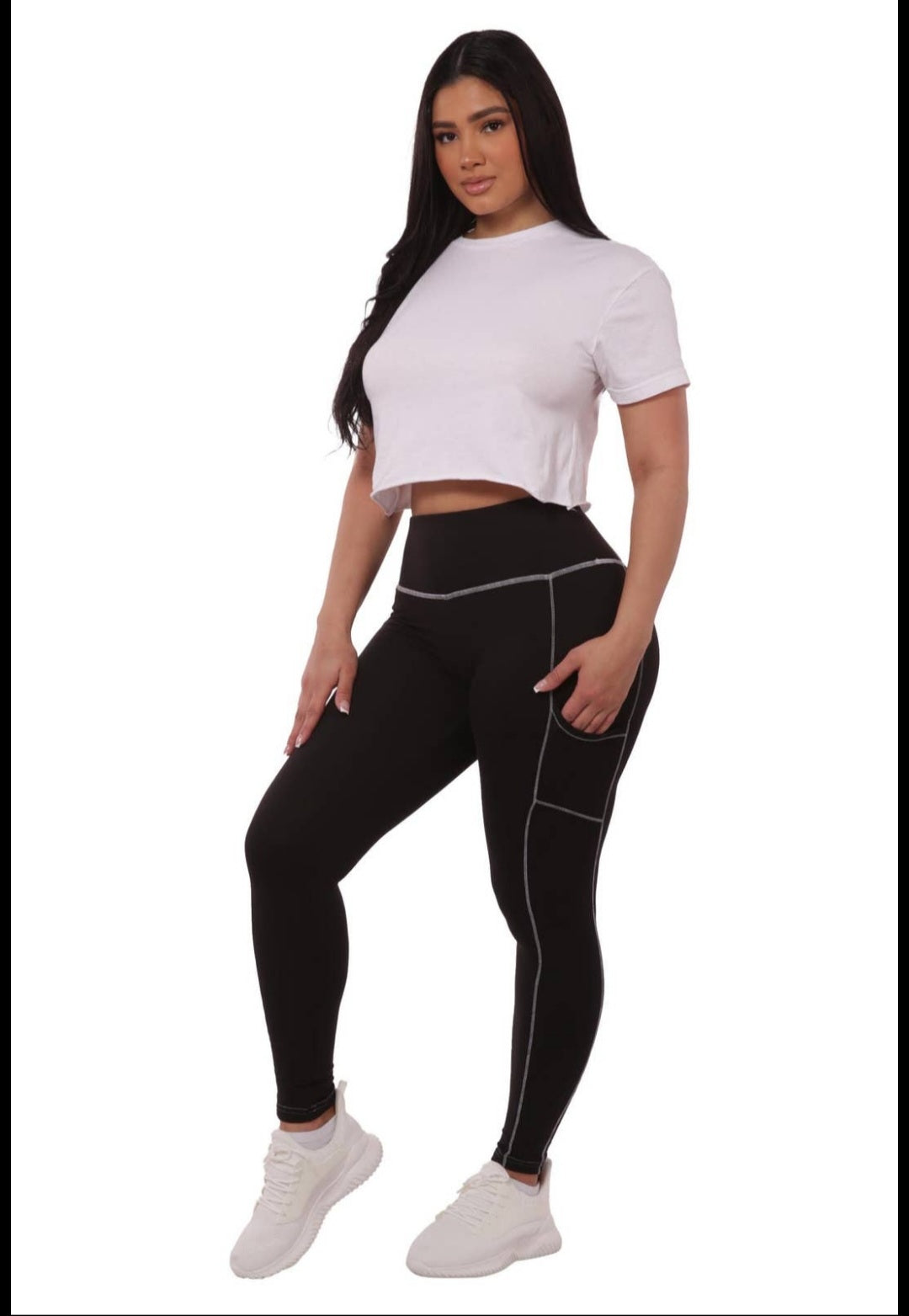 Women's high waist fleeced lined leggings with pockets
