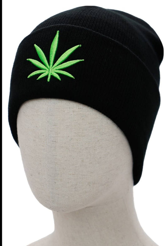 Weed leaf beanie hat