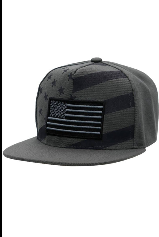 Grey Monotone American Flag Panel Hat