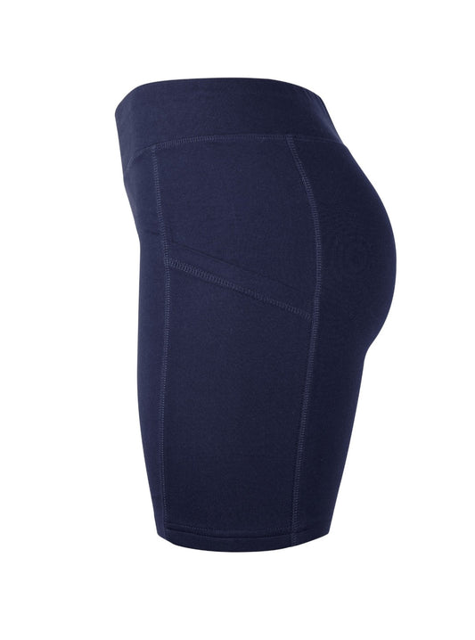 Navy blue ladies cotton leggings shorts with pockets