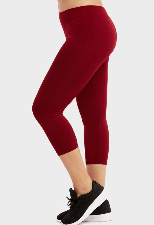 Sofra dark red  plus size capri tights/ leggings
