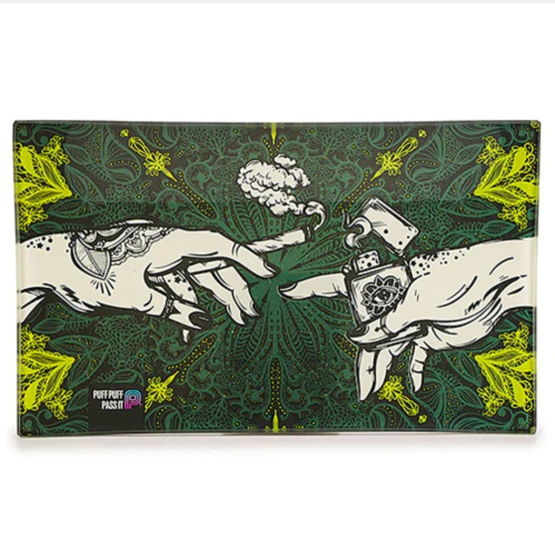 Puff n pass glass rolling tray green