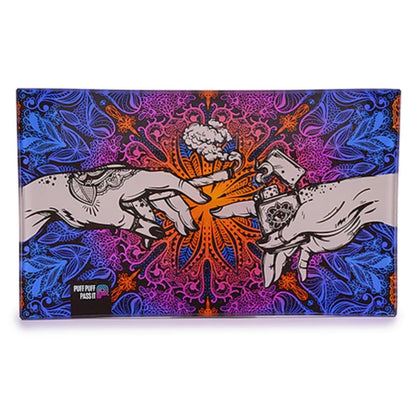 Puff n pass glass rolling tray blue