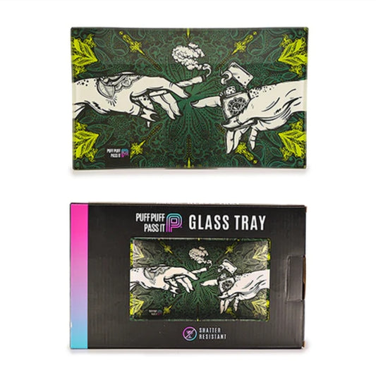 Puff n pass glass rolling tray green
