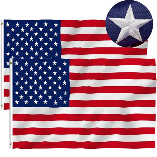 2 Pack American Flag 3x5 FT, Outdoor Indoor Heavy Duty Nylon USA Flags