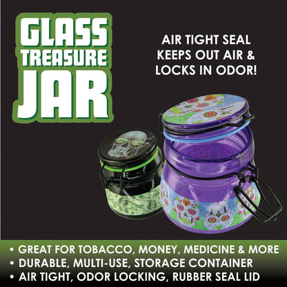 Smokezilla Glass Stash Jar with Clasp Assortment