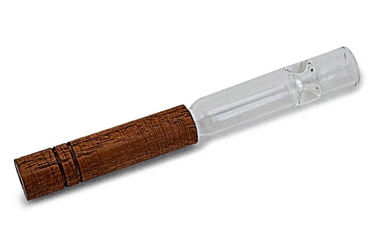 Slim Glass Chillum Bat with Wood Tip